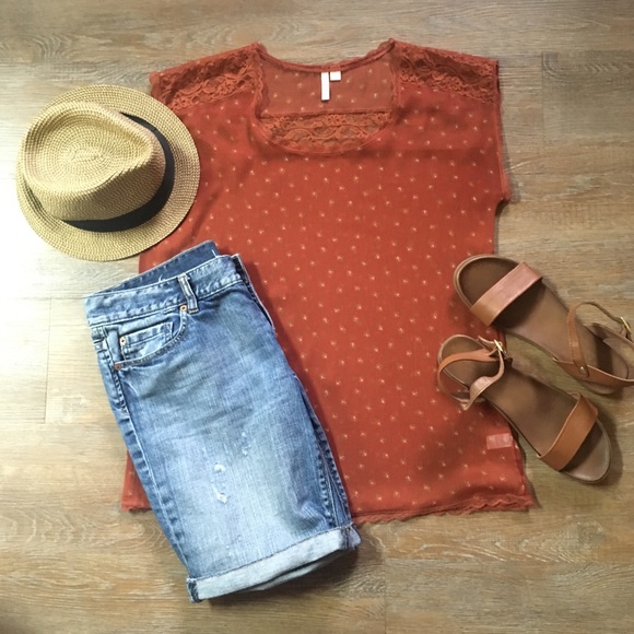 Frenchi Tops - Sale 💵 3/$25 Nordstrom orange sheer oversized top